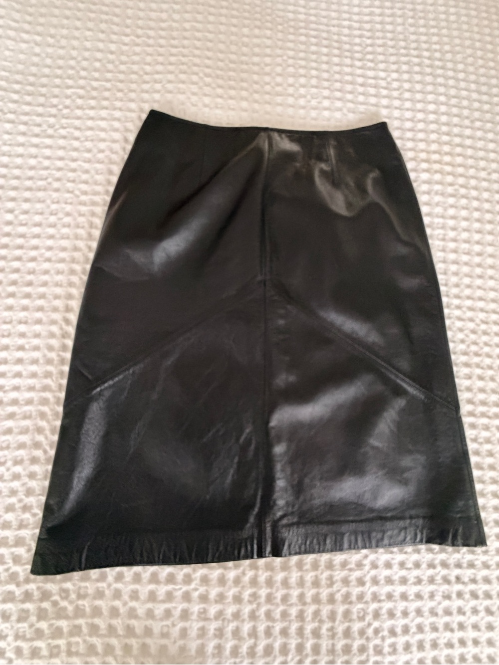 Apostrophe Black Genuine Leather Pencil Skirt